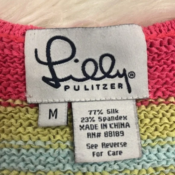 Vintage Lilly Pulitzer silk stretch knit striped sweater M - Picture 4 of 7